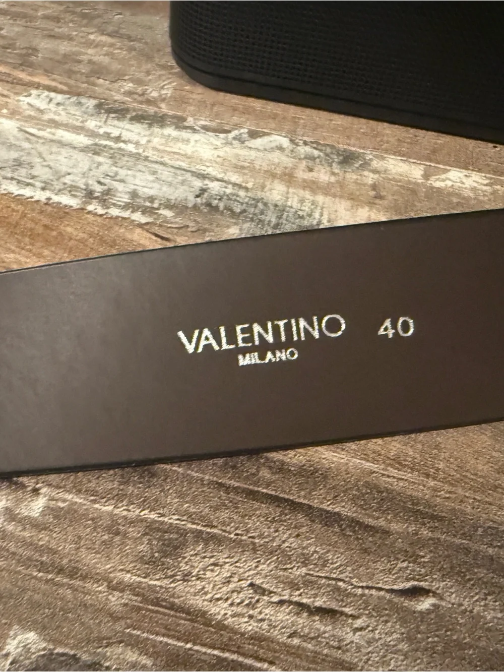 Valentino Brown Leather Belt with Gunmetal V Buckle